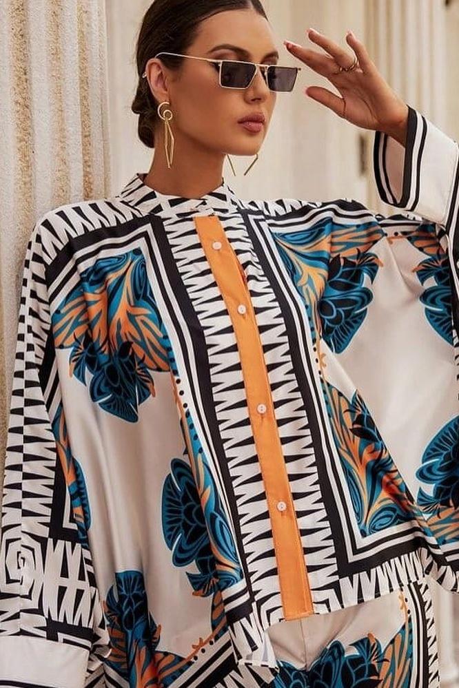 Maura Saten Çiçek Baskılı Takım