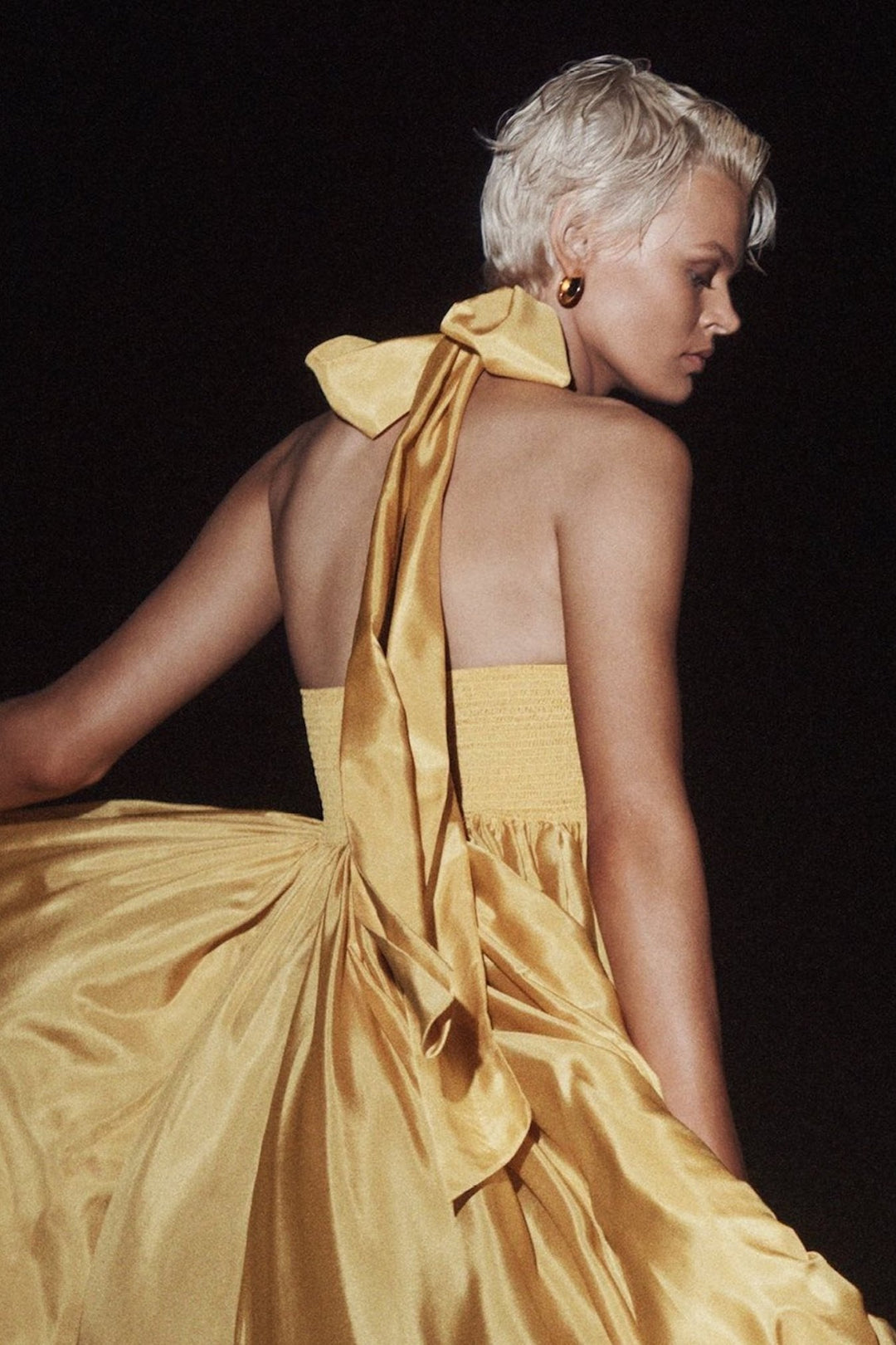 Mavis Boyundan Bağlamalı Papyon Midi Çadır Elbise