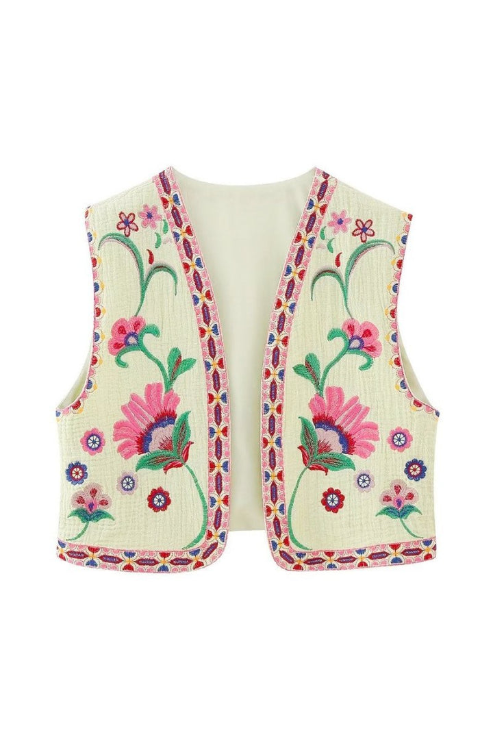 Maxine Çiçek İşlemeli Açık Yelek