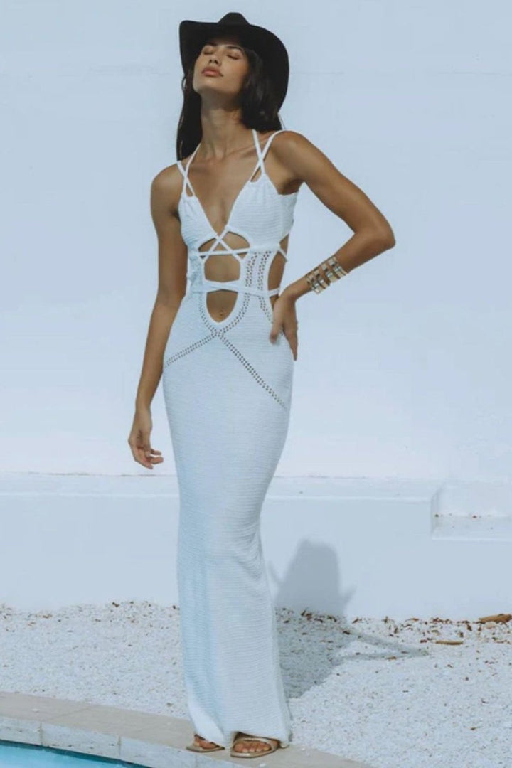 Megan Örme Oymalı Maxi Elbise