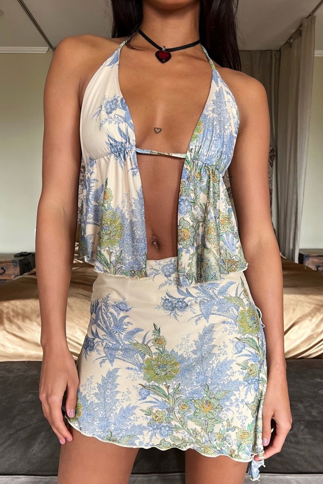 Melinda Baskılı İpli Takım