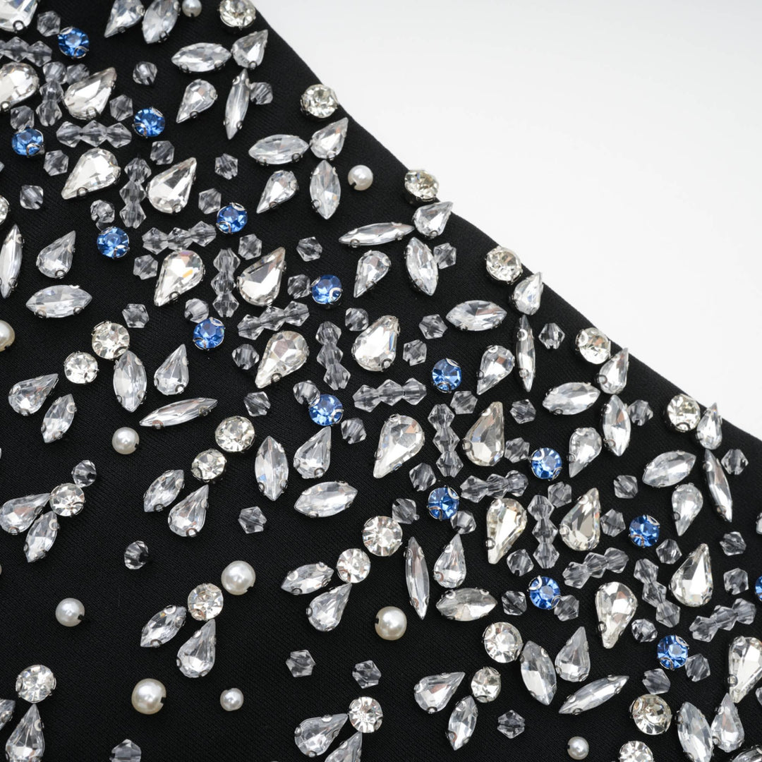 Melisande mavi süslemeli mini elbise