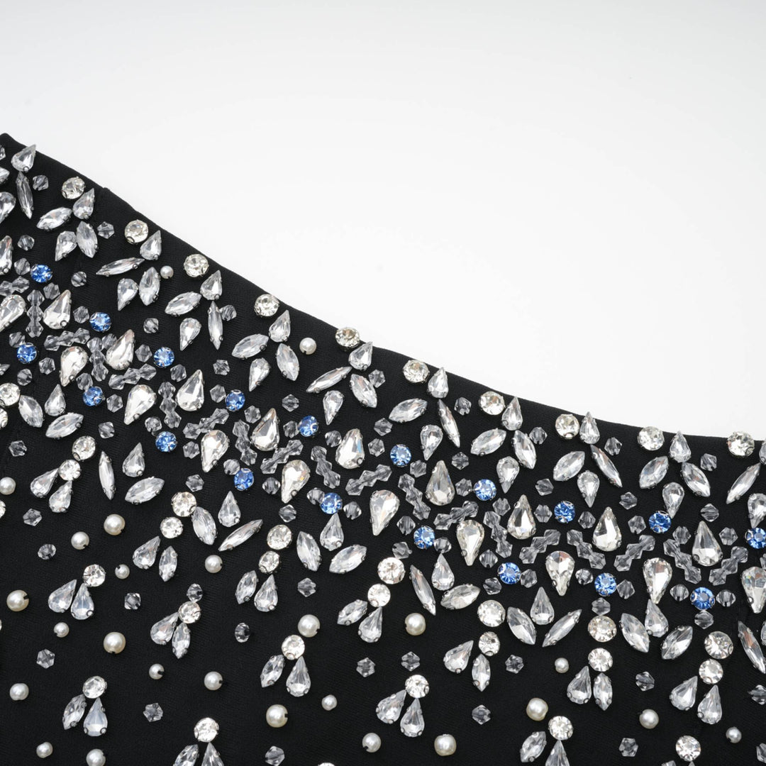 Melisande mavi süslemeli mini elbise