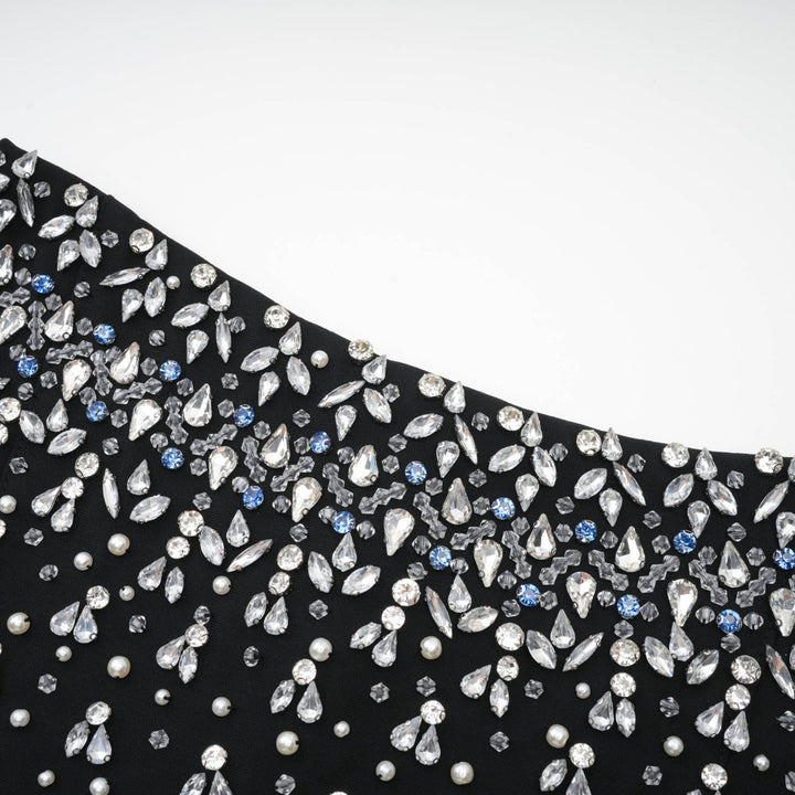 Melisande mavi süslemeli mini elbise