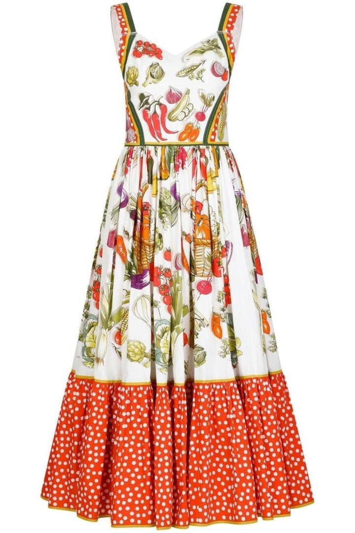 Melissa Baskılı Geniş Askılı Midi Elbise