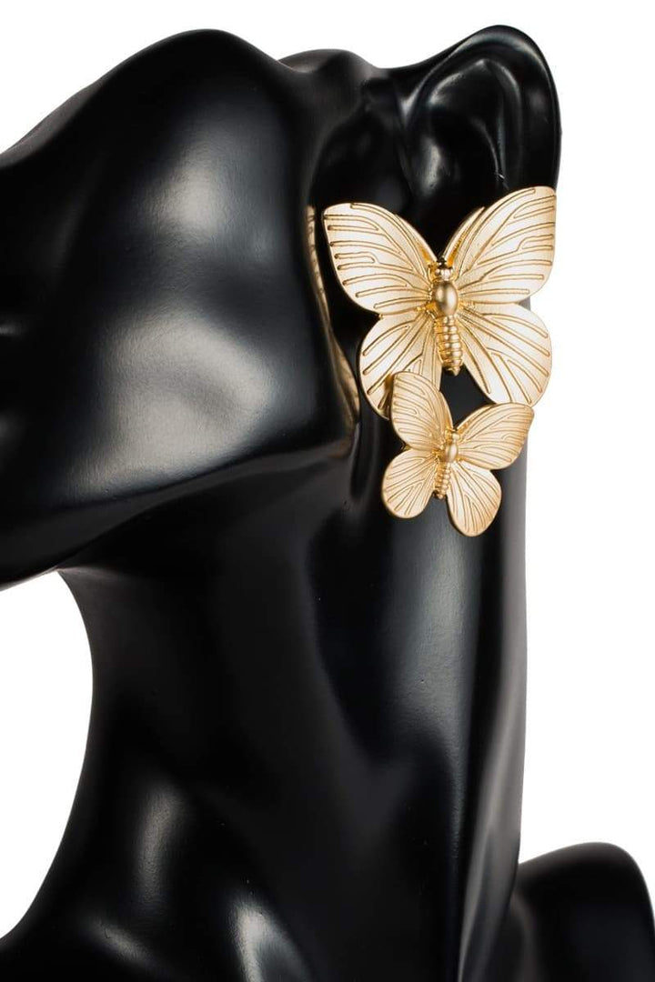 Metal Kelebek Damla Küpe