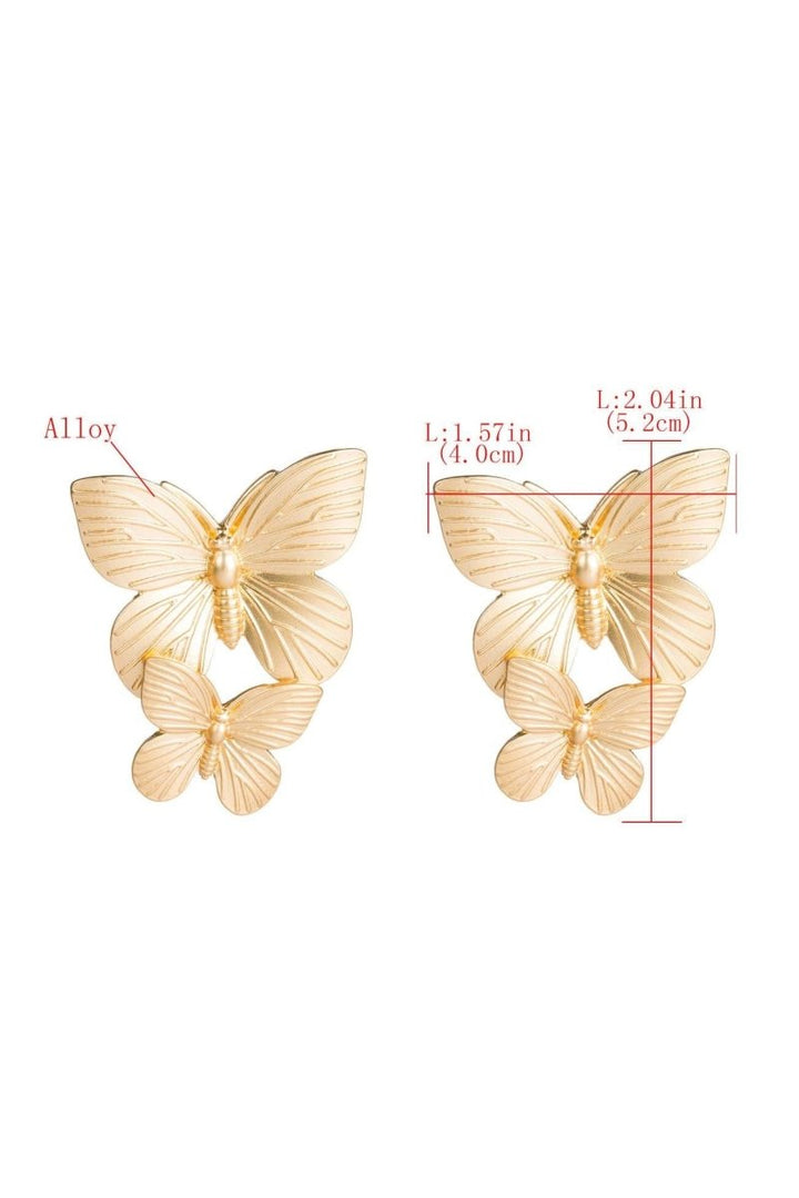 Metal Kelebek Damla Küpe