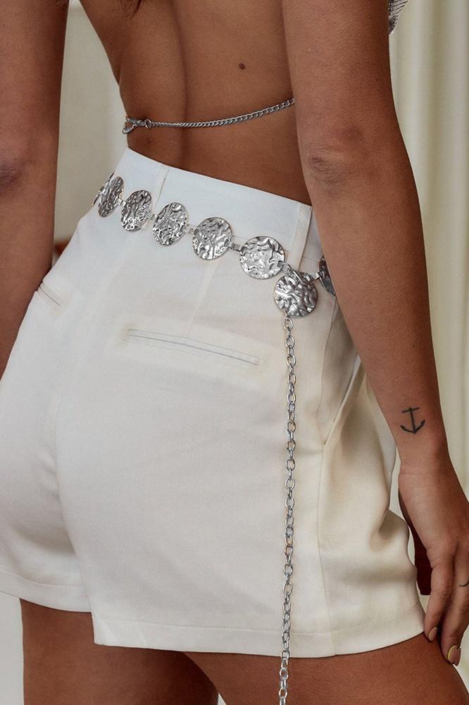 Metal Yuvarlak Dekor Bel Zincirli Kemer