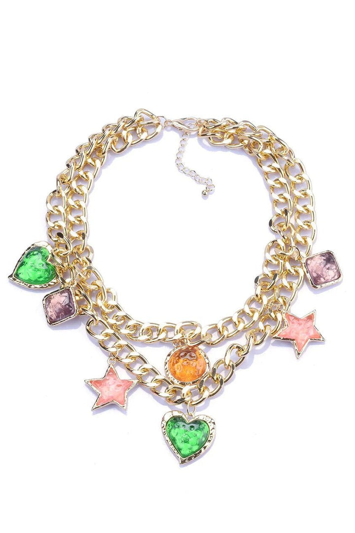 Metalik Vintage Mücevher Kolye Kolye