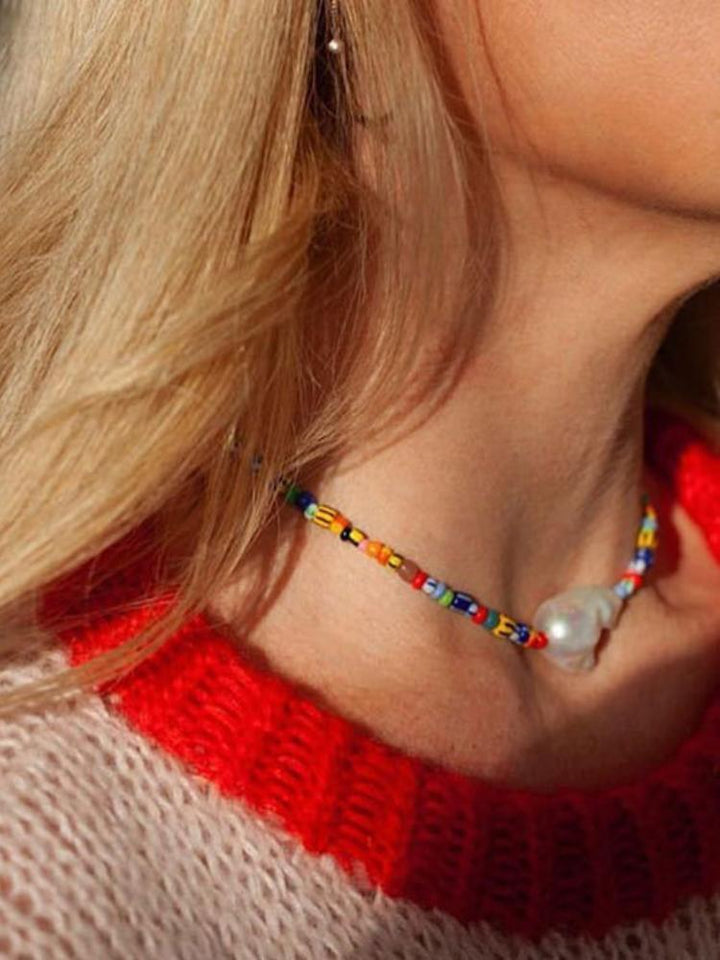 Mia İnci Gökkuşağı Boncuklu Kolye