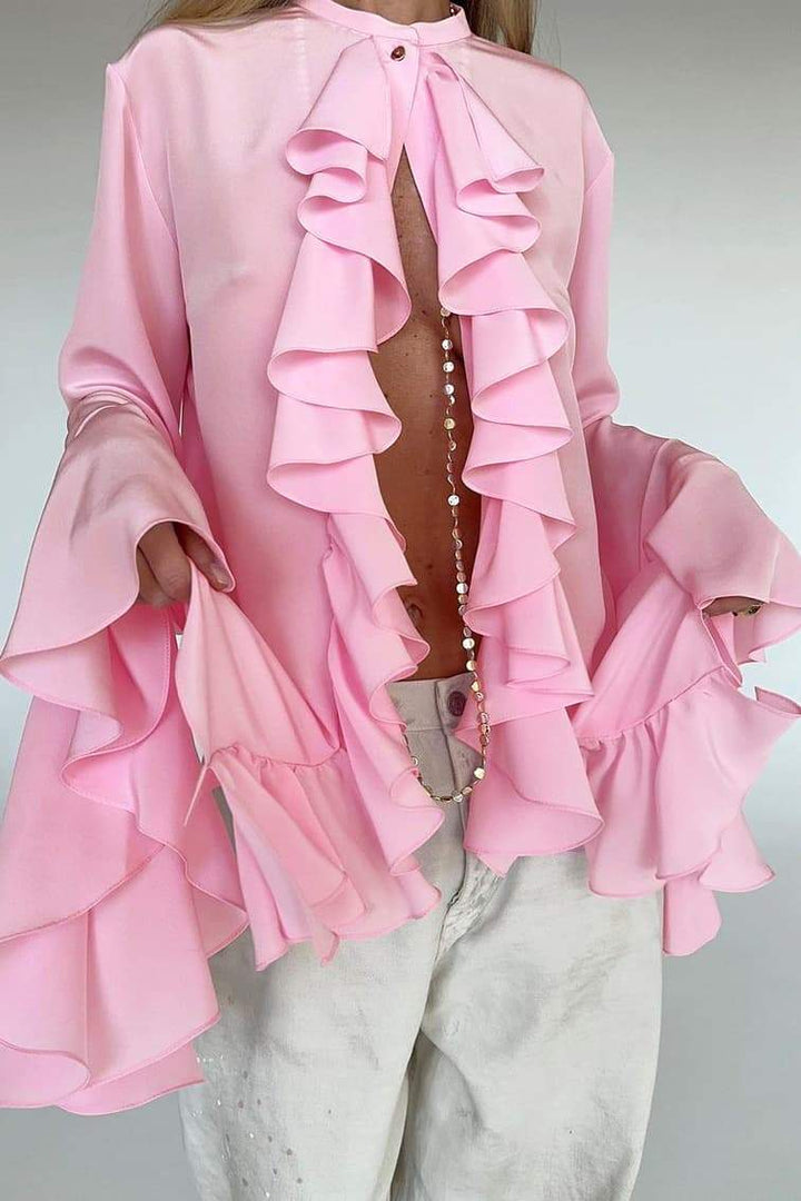 Michelle Yarı Transparan Fırfır Bluz