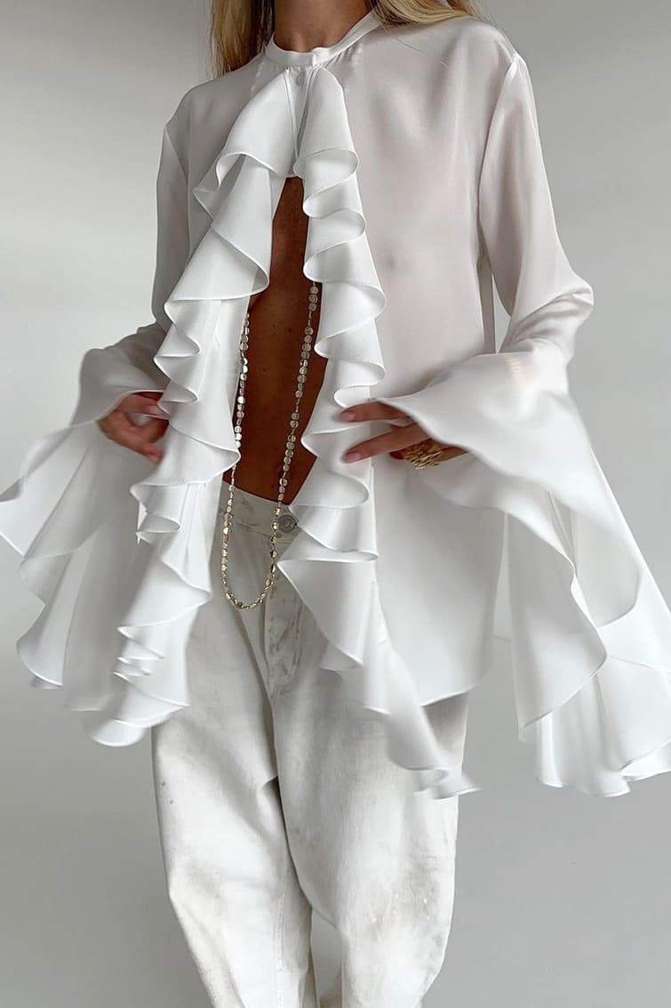 Michelle Yarı Transparan Fırfır Bluz