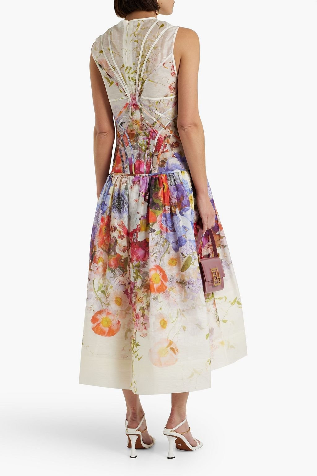 Mignon Baskılı Biyeli A Kesim Midi Elbise