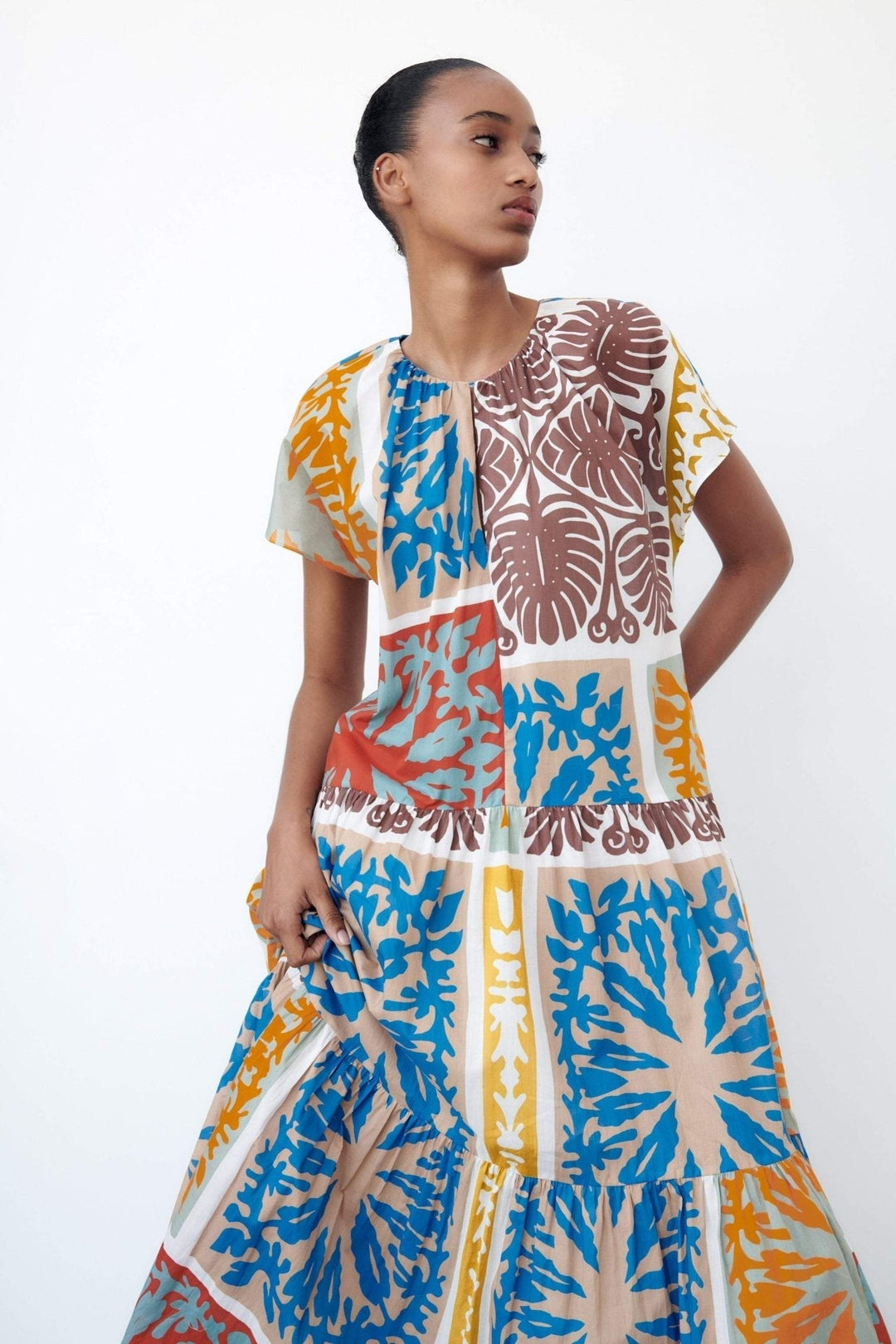 Mildred Baskılı Uzun Çadır Elbise