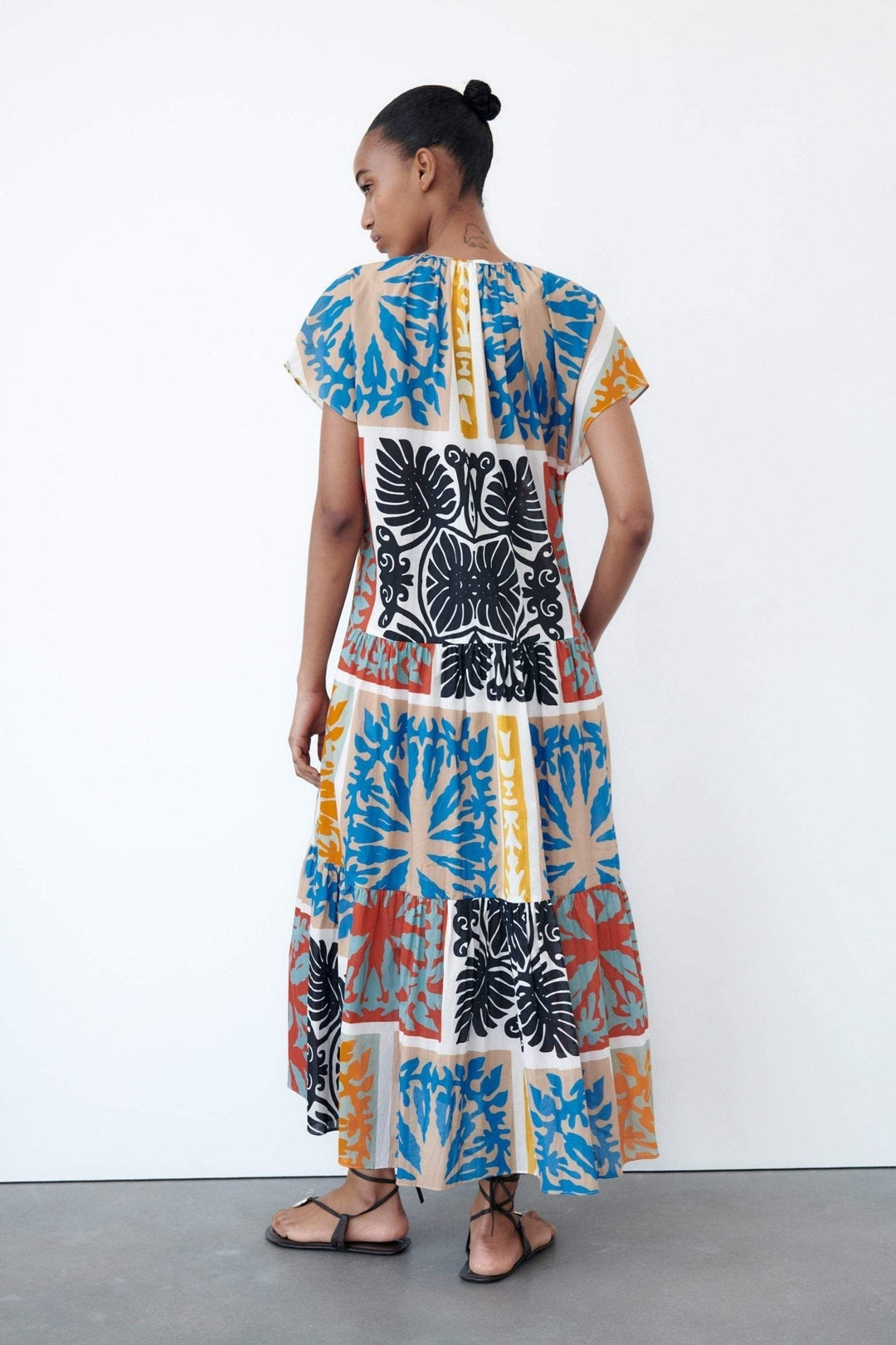 Mildred Baskılı Uzun Çadır Elbise