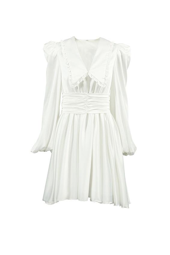 Milena V Yaka Fener Kol Mini Elbise