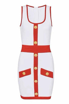 Lorraine U Yaka Kontrast Mini Elbise