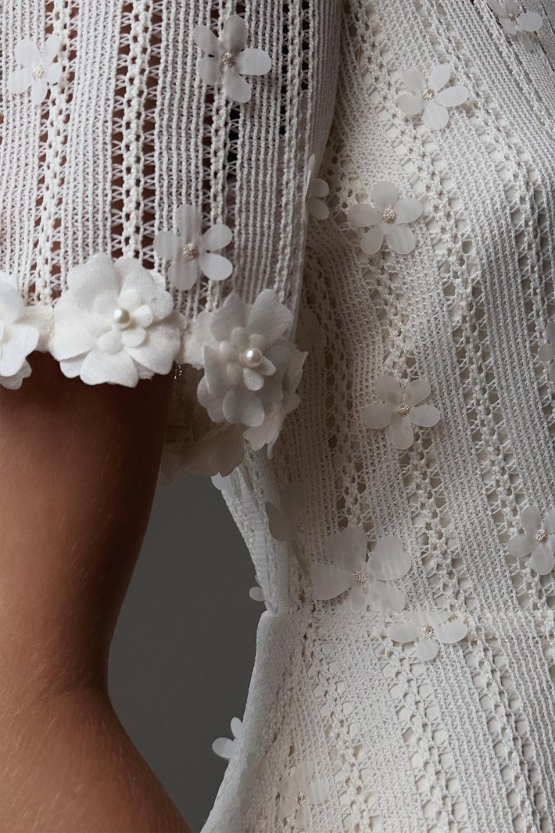 Mona Dantel İşlemeli Midi Triko Elbise