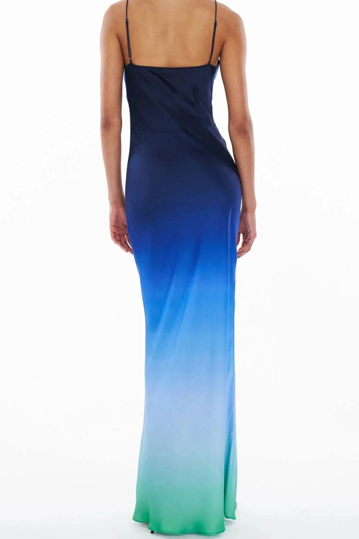 Monica Baskılı Salıncak Yaka Maxi Slip Elbise