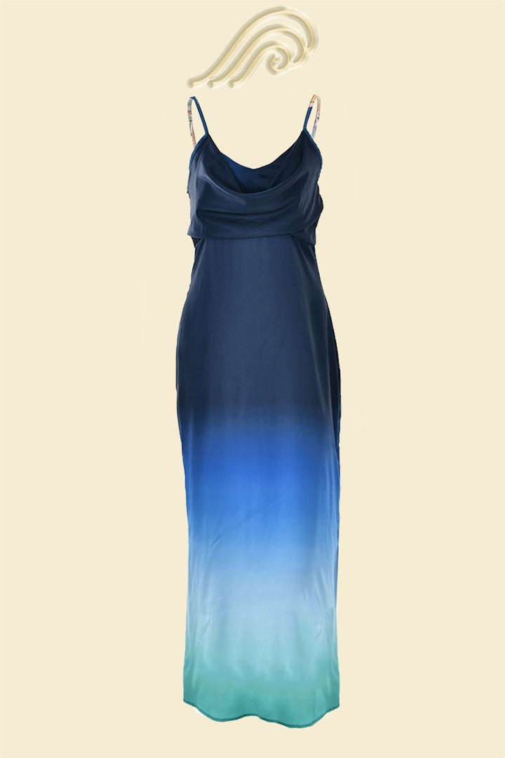 Monica Baskılı Salıncak Yaka Maxi Slip Elbise