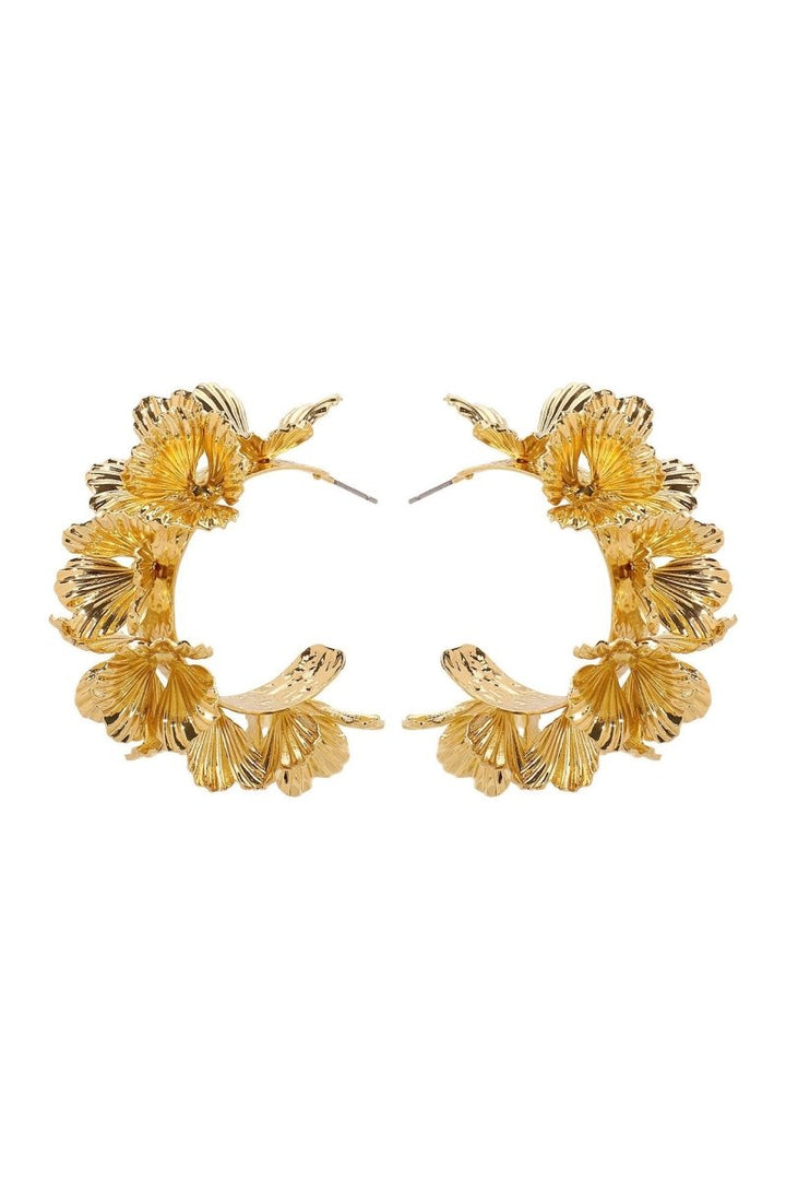 Çok Katlı Çiçekli C Şekilli Küpe