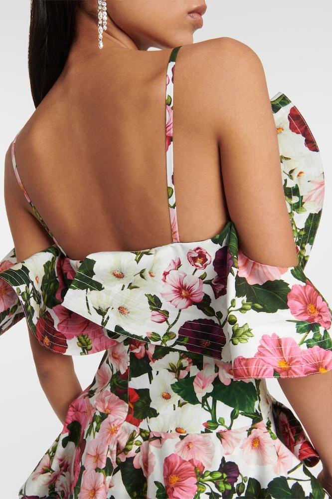 Muriel Baskılı Fırfırlı Slip Mini Elbise