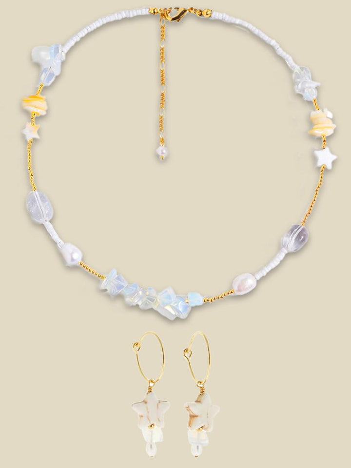 Nina Yıldız Deniz Kabuğu İnci İki Parçalı Takı Seti