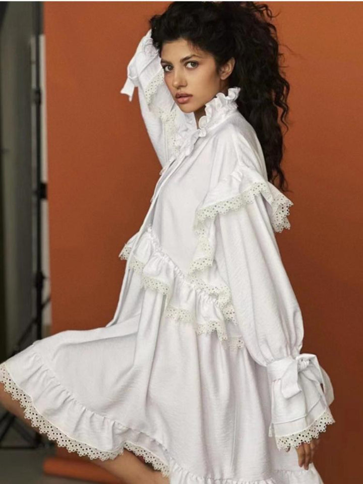 Nora Fırfırlı Fiyonklu Mini Bebek Elbise