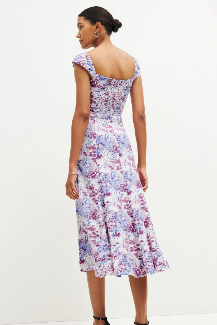 Novia Baskılı Flare Midi Elbise