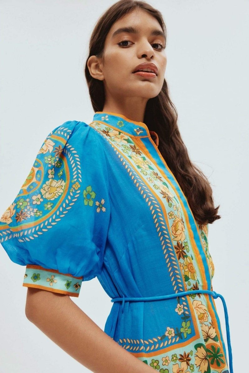 Nydia Çiçekli Puf Kol Maxi Elbise