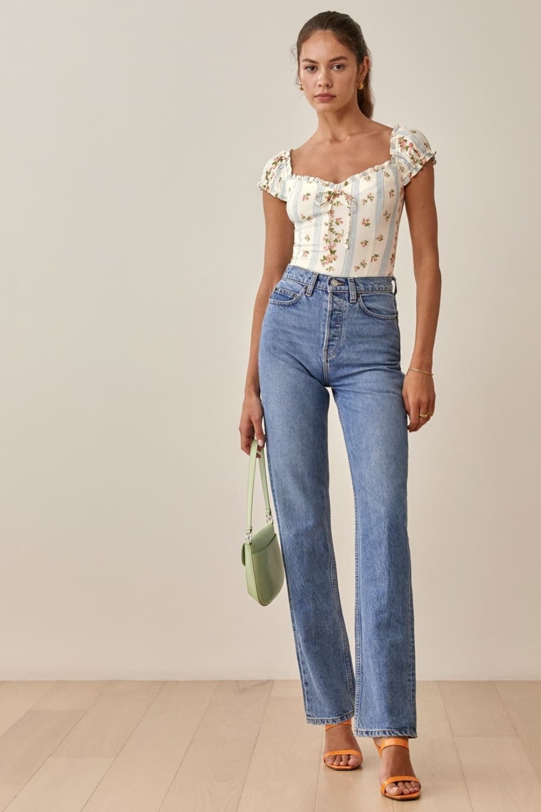 Odel Baskılı Büzgülü Fırfırlı Üst