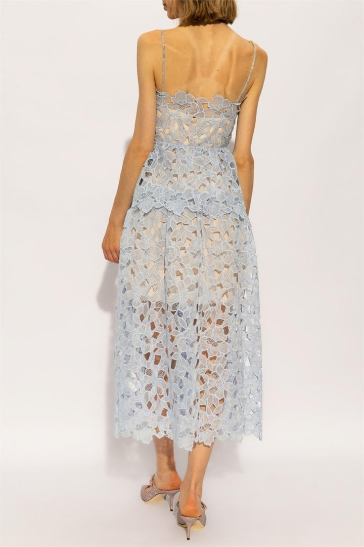 Ophelia Dantelli Katlı Cami Midi Elbise