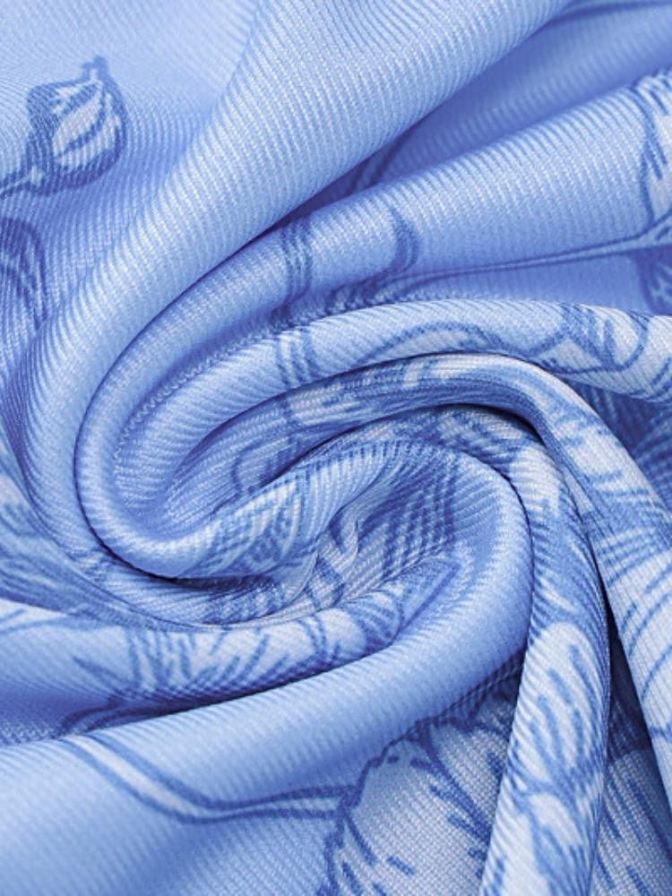 Orkide Baskılı Uzun Slip Elbise