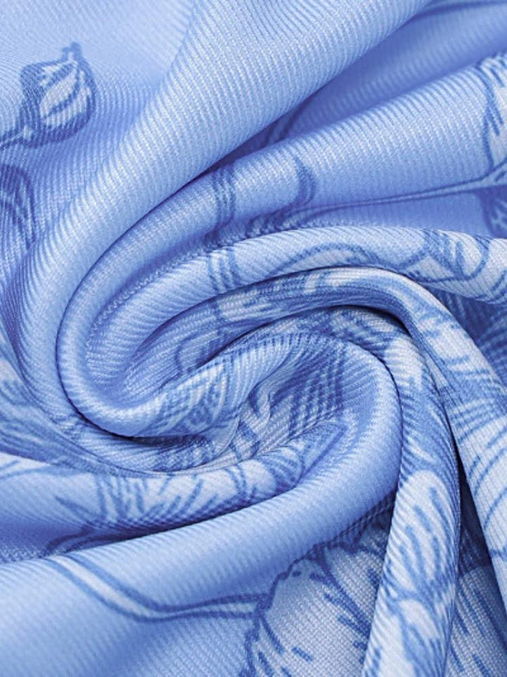 Orkide Baskılı Uzun Slip Elbise