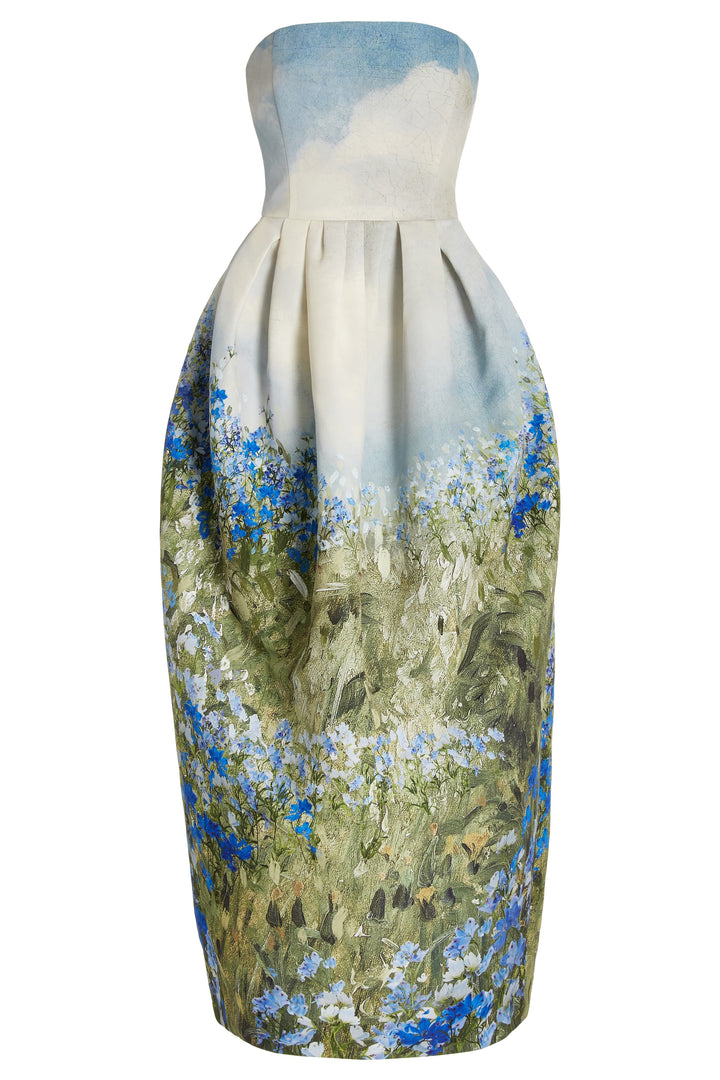 Jodie Baskılı Straplez Midi Elbise