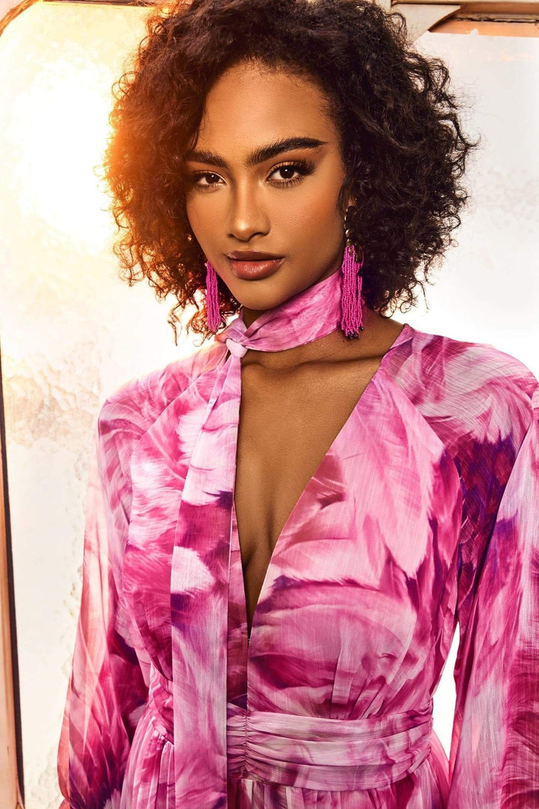 Palmiye Yaprağı Boncuklu Püskül Küpe