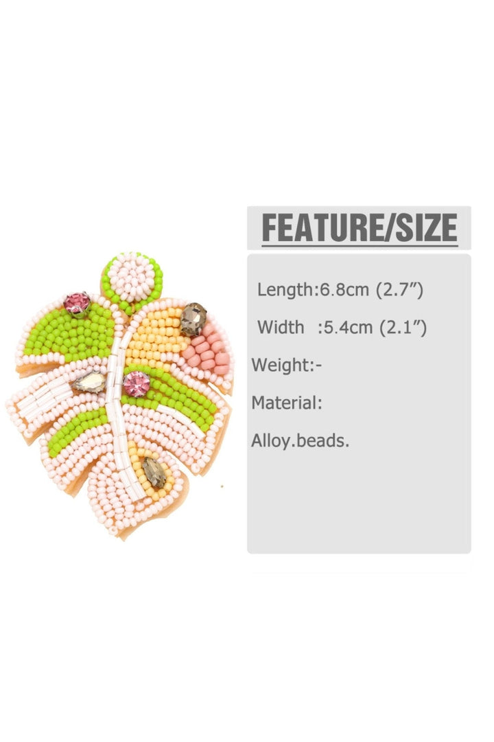 Palmiye Yapraklı Boncuklu Küpe