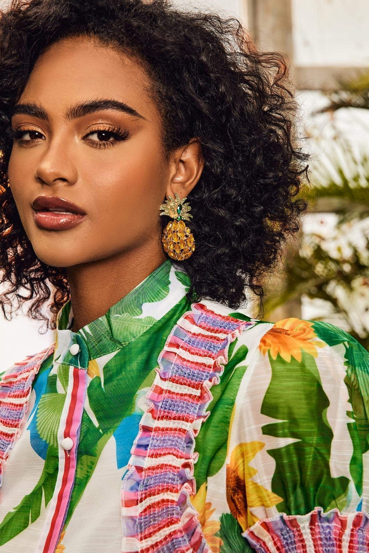 Ananas Pırlanta Damla Küpe