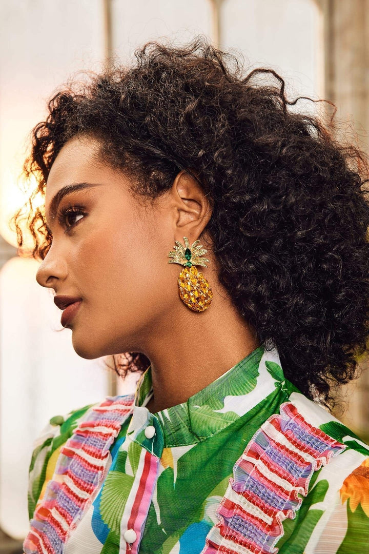 Ananas Pırlanta Damla Küpe