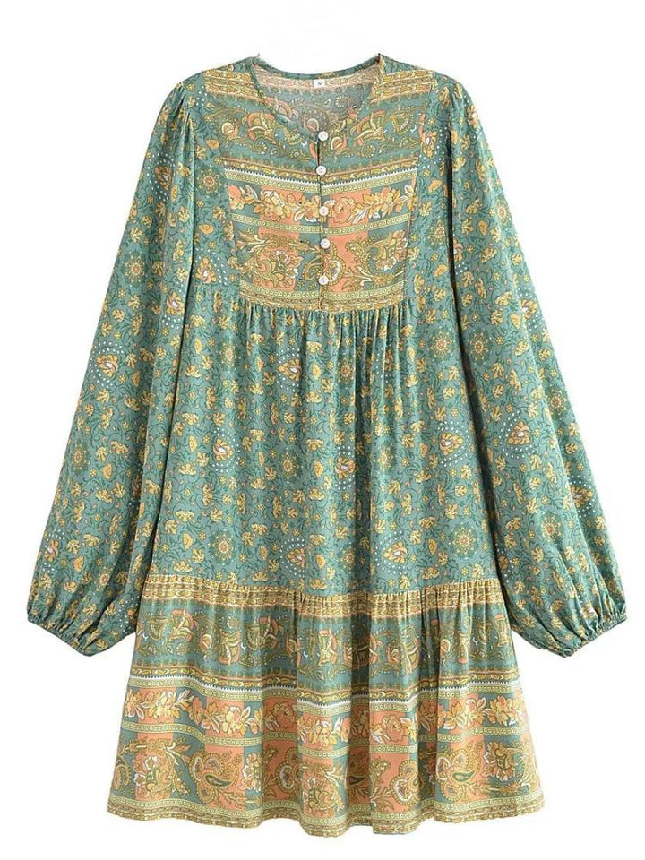 Ina Splice Baskılı Mini Köylü Elbise