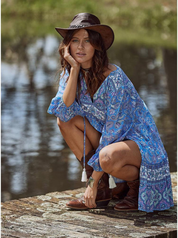 Arabela Ek Desenli Mini Köylü Elbise