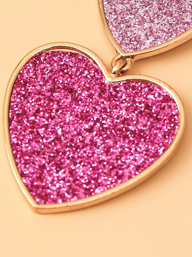 Nydia Degrade Işıltılı Kalp Küpe