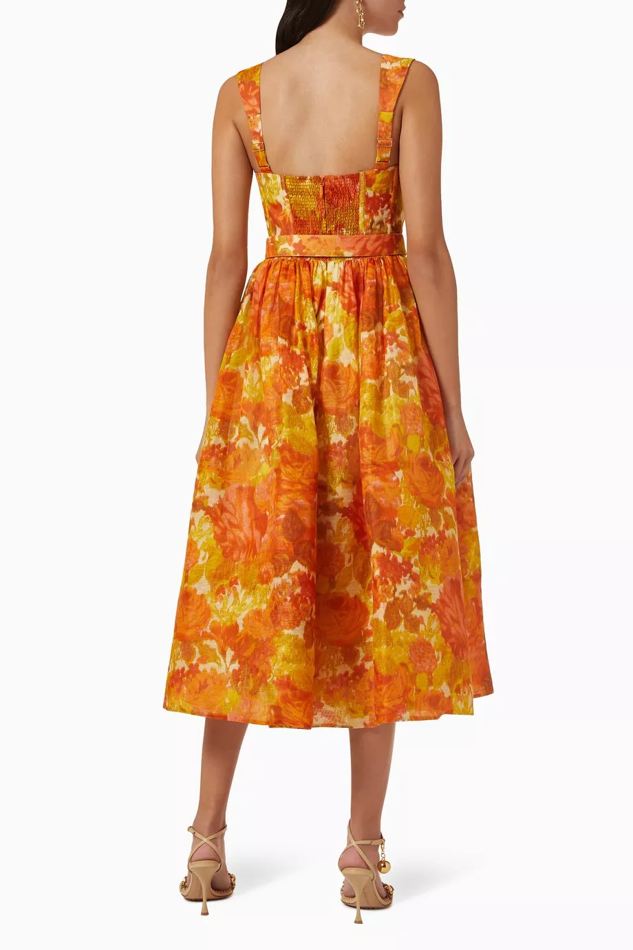 Esta Sweetheart Midi Piknik Askılı Keten Elbise