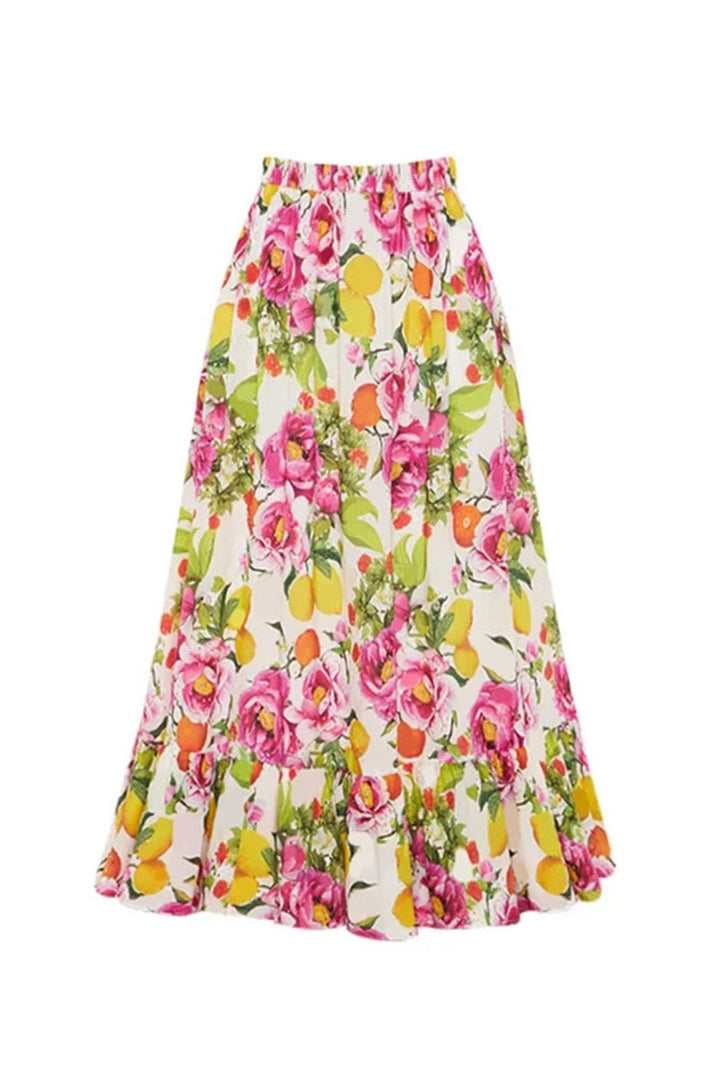 Nate Baskılı Fırfırlı Üçlü Yüzme Seti