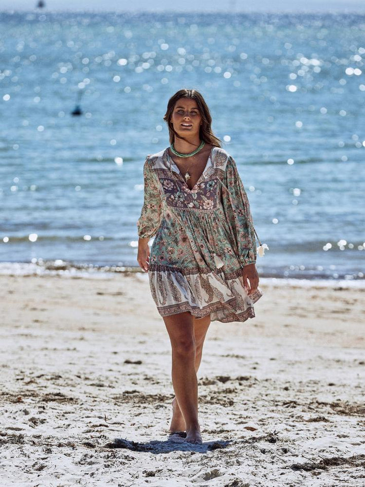 Arabela Ek Desenli Mini Köylü Elbise