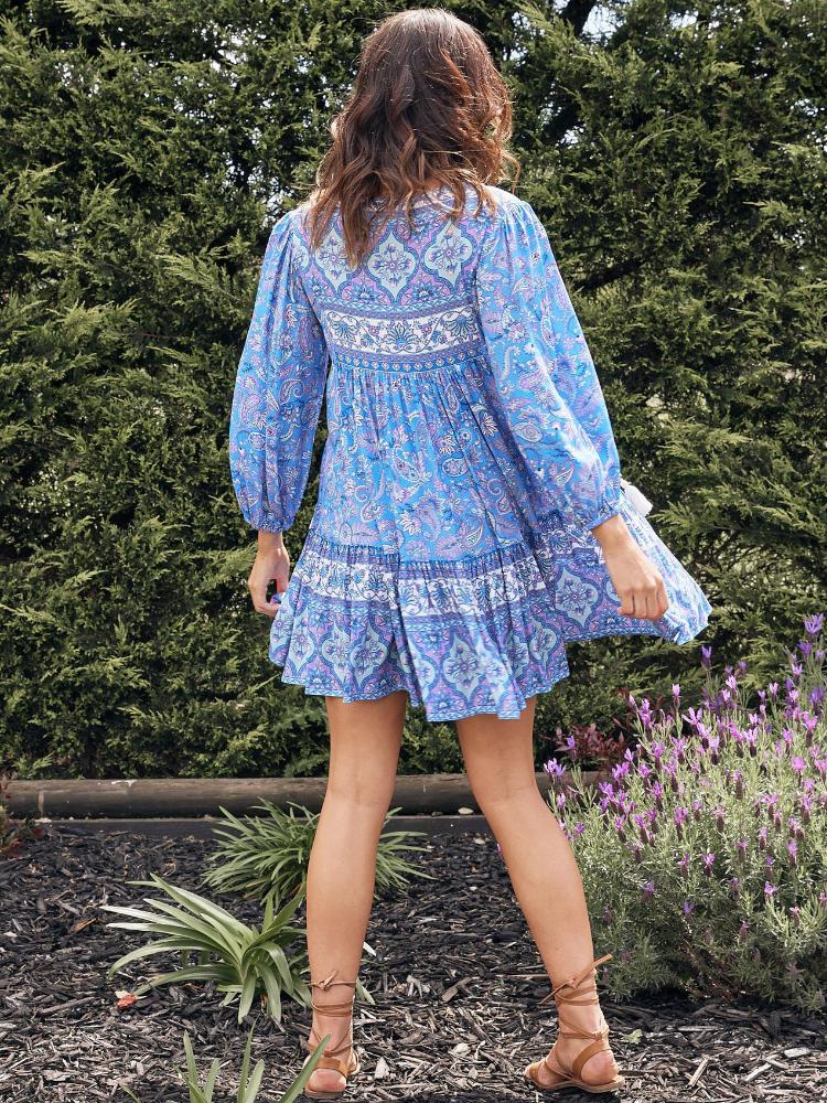 Arabela Ek Desenli Mini Köylü Elbise