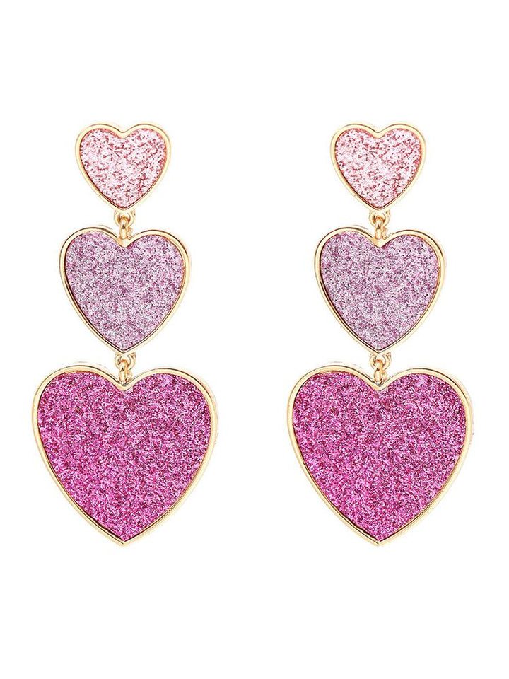 Nydia Degrade Işıltılı Kalp Küpe