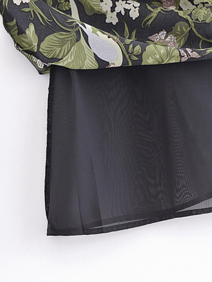 Zoe Tropikal Baskılı Mini Şifon Slip Elbise