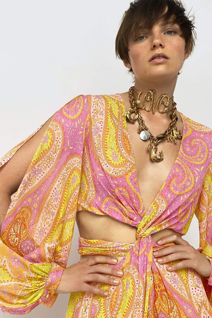 Renata Dekolteli Düğümlü Mini Elbise