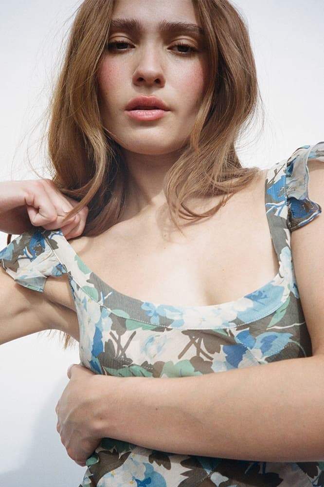 Renata Çiçekli Fırfırlı Maxi Elbise